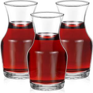Remagr 3 Pack Single Serving Wine Carafe Glass Small Mini Carafe Individual Wine Refill Decanter for Dinner Parties Tastings Bars Restaurants (6.5 oz)