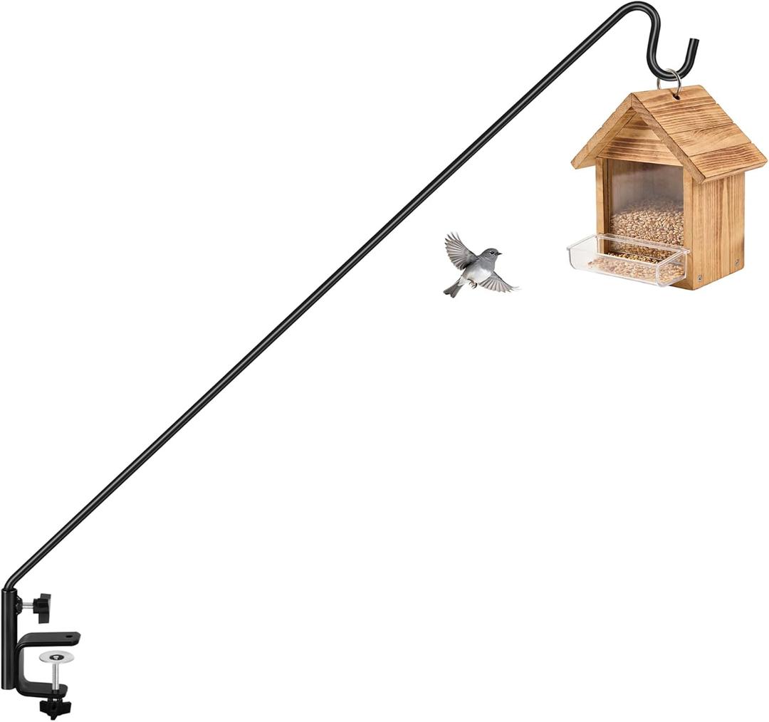 ERYTLLY Heavy Duty Deck Hook, Extensible and Adjustable Deck Hook with 2" Non Slip Horizontal Clamp for Hanging Bird Feeder, Plants, Suet Baskets,Wind Chimes,Lanterns and More