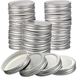 Chuangdi 30 Packs Mason Jar Lids Bulk Regular Mouth Canning Lids Leak Proof Secure Mason Storage Solid Caps(Silver,Steel)