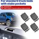 4 Sets Truck Bed Stake Pocket Mounting Kit Stainless Steel with Black Rubber Blocks Universal Fit for Standard Truck Beds, Complete Hardware for Rack & Accessory Installation-Tougher Rubber