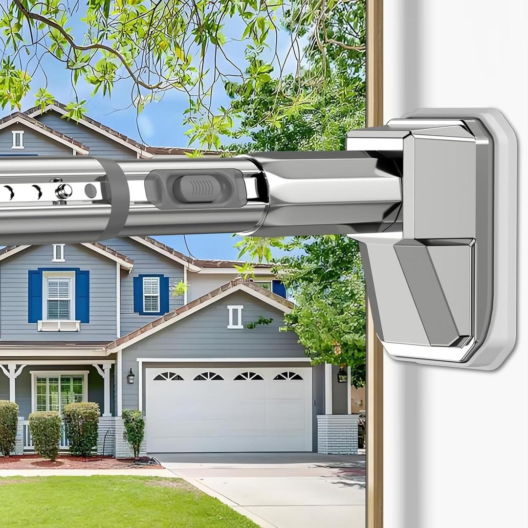 41 to 86 Inch Tension Curtain Rod No Drill Silver Shower Curtain Rod Extra Long Heavy Duty Tension Rod for Windows, Patio, Bathroom - Renter Friendly Adjustable Curtain Rods