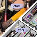 4PCS Drawer Organizer for Kitchen,Utensil Mesh Drawer Organizer with Interlocking Arm for Cosmetic,Flatware,Pen (12 * 3 * 2 Inches,Black)