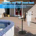 2-in-1 Pool Towel Rack Outdoor,Adjustable Height Pool/Hot Tub Side Rack