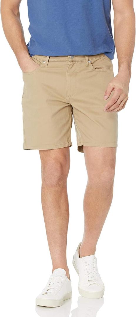 Amazon Essentials Men's Slim-Fit 7" Inseam Stretch 5-Pocket Short (34, Khaki Brown)