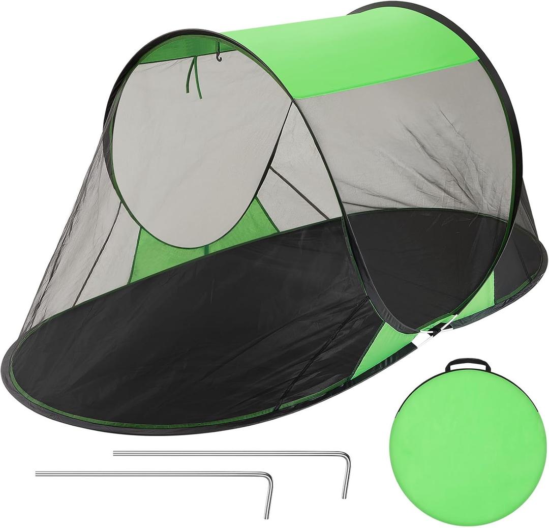 Pop up Mosquito Net Tents for Camping Instant Netting Screen Foldable Pop Tent with Ground Pin Waterproof Freestanding Insect Summer Bed Protection(86.61 x 41.34 x 35.43 inches,Green,2 Pcs)