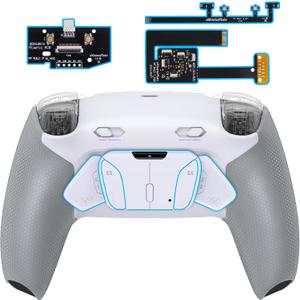 eXtremeRate RISE4 Plus MAX Back Paddles Kit with Clicky Trigger Stops & Rubberized Grip for PS5 Controller BDM-010 020, Remappable Back Buttons Kit for PS5 Controller - White Gray - NO Controller