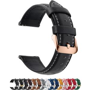 Fullmosa Watch Band, Quick Release Leather Watch Strap Compatible with Samsung Galaxy Garmin for Men Women, Replacement Bands Width 12mm 14mm 16mm 18mm 19mm 20mm 21mm 22mm 24mm