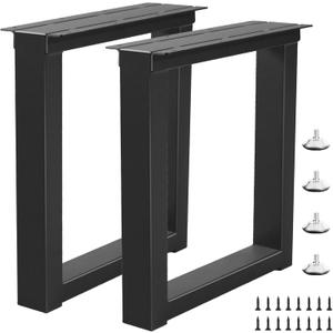 16 Inch Metal Bench Coffee Table Legs, Heavy Duty Desk/Chair Legs, Black Metal End Furniture Legs with Adjustable Protector Feet (H16 x W11.8, Set of 2)
