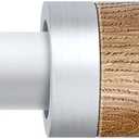 Silver Curtain Rods for Windows 32 to 45 Inches(2.6-3.75ft),1 inch Adjustable Window Curtain Rods with Imitation Wood Grain Finials,Heavy Duty Decorative Drapery Rod for Bedroom,Kitchen and patio