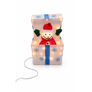 Christmas Light Gift Box for Outdoor Indoor Decorations - Xmas Pop Up Santa Claus Presents Box, Decorative Snowflake Animated Gift Box Lighted for Porch Yard Under Tree Ornaments Holiday Decor