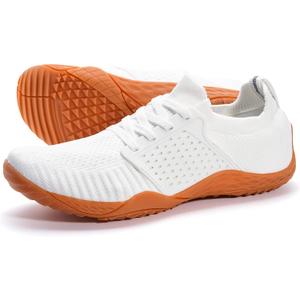 WHITIN Men's Trail Running Shoes Minimalist Barefoot 5 Five Fingers Wide Width Size 12 Low Zero Drop Male Parkour Road Sport Toe Box Gym Workout Fitness Breathable Beach White Gum 45