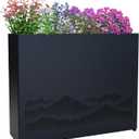 Metal Rectangular Planter Box, 38L x 12W x 30H Black Heavy-Duty Raised Garden Bed for Outdoor Plants, Easy Assembly & Adjustable Feet for Porch, Garden, Patio, Yard Outdoor Plants