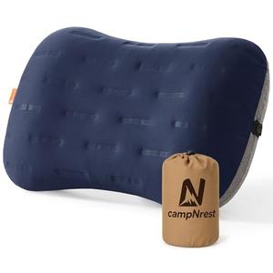 Inflatable Camping Pillow - Ultralight Compact Air Pillow for Travel, Backpacking & Hiking - Ergonomic Neck & Lumbar Support - Portable Inflatable Pillow with Removable Washable Cover , Gray