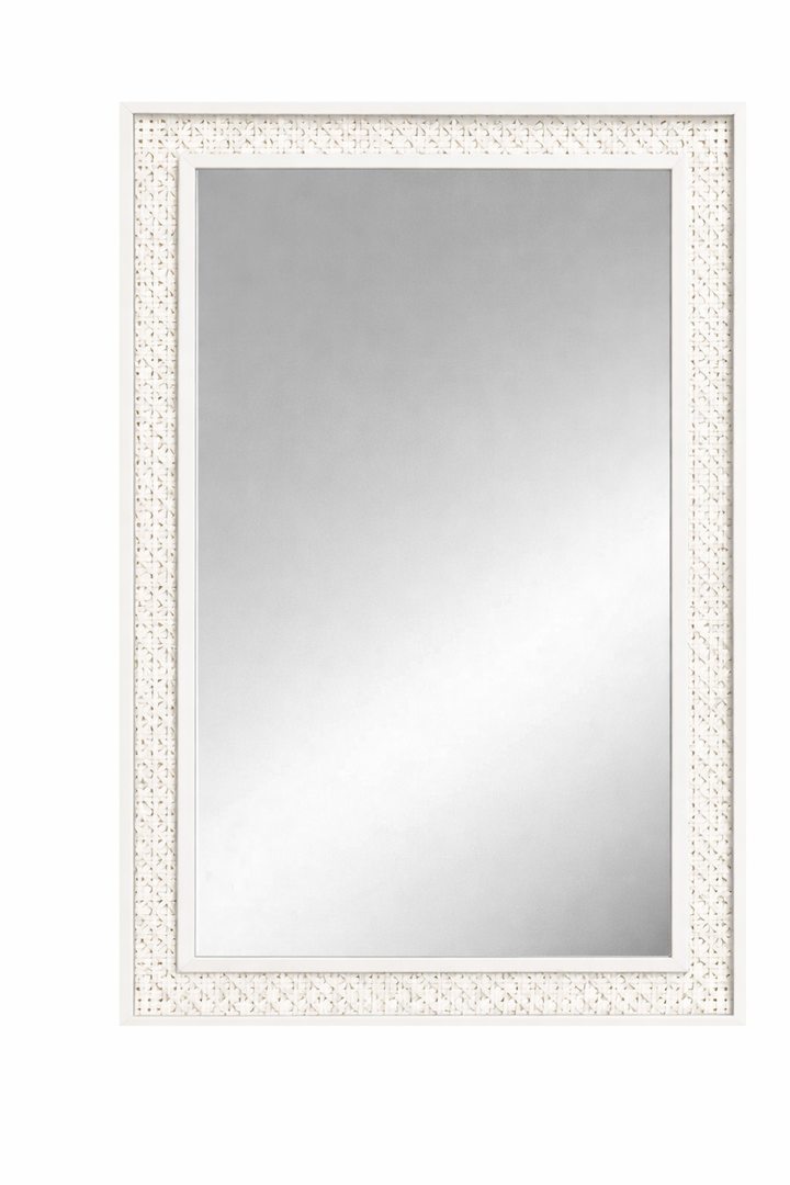  18x24 White Rattan Trim Mirror, White 