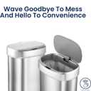 Ninestars DZT-50-49 Automatic Touchless Motion Sensor Oval Trash Can with Black Top, 13 gallon/50 L, Stainless Steel