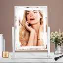 Vanity Mirror with Lights, Hollywood Makeup Mirror, Touch Control, 3 Color Lighting Modes, Dimmable, Detachable 10X Magnification Mirror, 360 Rotation (16in, White)