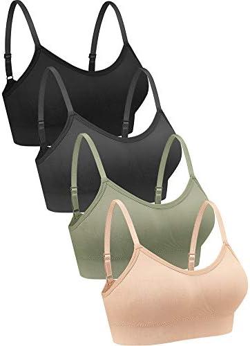 Geyoga 4 Pieces Neck Bralettes Wireless Cami Bra Tank Top Sports Bra for Women Girls