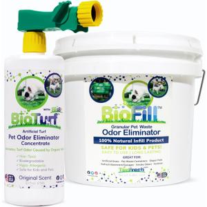 BioTurf Mini Power Pack Turf Cleaner for Pet Urine Outdoor - Artificial Turf Cleaner Concentrate - Yard Deodorizer for Dog Urine & Feces - Enzyme Kennel Odor Eliminator 32 oz Spray & 8 lb Infill