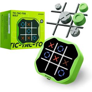 GiiKER Tic Tac Toe Bolt Game, Original 3-in-1 Handheld Games, Portable Travel Games for Car Ride, Toys Gift Idea for Kids and Adults, Stocking Stuffers Birthday Gifts for Boys Girls - Green