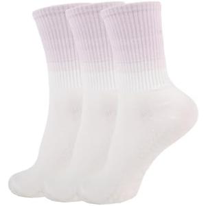 Ivyhouse Pilates Yoga Socks with Grips for Women - Colorful Non Slip Crew Athletic Socks - Cute Grippy Workout Hospital Socks (5-10, 4 Pairs)