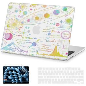 AKIT Compatible with MacBook Air 13 inch Case M5 2026 2025-2022 M4 M3 M2 A3449 A3240 A3113 A2681, Pattern Shell Laptop Case+Screen Protector+Keyboard Cover for MacBook Air 13.6 inch, Mystery Clear