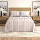 Great Bay Home Twin Size Microfiber Sheet Set - Purple Striped 3-Piece Bed Sheets - Ultra-Soft and Smooth Brushed Microfiber Bedding (Lavender Purple Stripe)