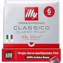 illy Coffee IperEspresso Capsules, Classico Medium Roast Coffee Pods, 100% Arabica, Premium Italian Blend, 18 Count, 6 Pack, BB: 02-01-2027