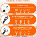 12FT Pole Light Bulb Changer for High Ceilings - Snap-On Pole Connection, Sturdy & Durable, Easy to Assemble - with 8-Finger Cage & Suction Cup - Fits Standard/Medium/Large LED Bulbs