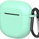 Geekria Silicone Case Cover Compatible with Bose QuietComfort II, Ultra2 True Wireless Earbuds, Protective Earphones Skin Cover with Keychain Hook, Front LED Visible (Mint Green)