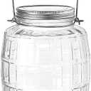 Anchor Hocking 1 Gallon Glass Barrel Jar with Lid (2 piece, brushed metal, screwable)