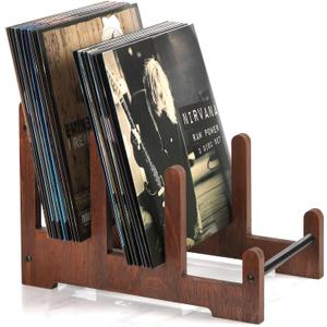 QILICHZ Record Holder,3-Tier Vinyl Record Storage,60LPs Vinyl Holders,Wood Records Display Stand for Records, Album Storage for Book Magazine Vinlys