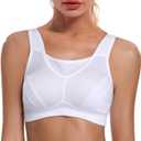 ZeroBound Women's Sports Bra High Impact Large Bust Full Coverage Workout Bras Adjustable Wirefree NO Padded Bra (White, L)
