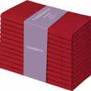 PurpleEssences Set of 12 Hemstitch Cloth Dinner Napkins 100% Cotton - Soft Durable Washable - Ideal for Wedding Spring Easter Summer - Perfect Everyday Use Table Linen 18x18 - Red