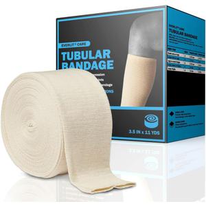 EVERLIT Elasticated Tubular Support Bandage | Stockinette Tubing for Large Arm, Knees, Legs | Light to Moderate Compression Bandage Roll For Tissue Support (Size E | 3.5" x 11 yd)