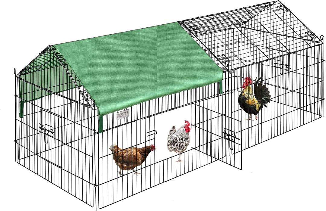 DEStar 71 x 30 Foldable Outdoor Backyard Metal Coop Chicken Cage Enclosure Duck Rabbit Cat Crate Playpen Exercise Pen with Weather Proof Cover