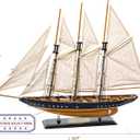 SAILINGSTORY Wooden Sailboat Model Ship Atlantic 30" Navy and Walnut