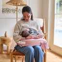 My Brest Friend Original Nursing Pillow Enhanced Ergonomics Essential Breastfeeding Pillow Support for Mom & Baby W/Convenient Side Pocket, Double Straps & Slipcover, Dusty Rose Geo