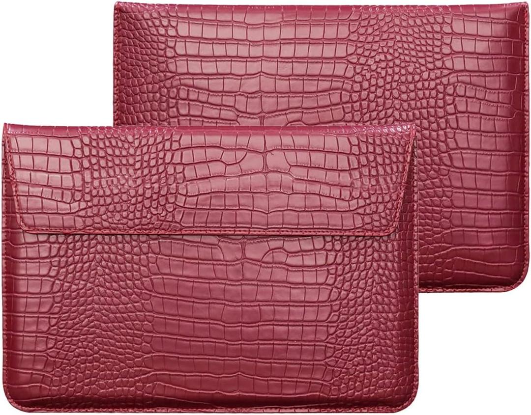 PU Leather Flap Style Case Bags Laptop Sleeve for 2023-2026 MacBook Air 15 inch M5 M4 M3 M2 A3448 A3241 A3114 A2941 Notebook Bag for Mac Pro 16 M1 A2485 2019-2026 A3428,Pro 15 2012-2019, Red