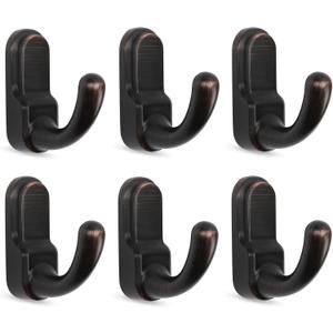Metaliby 6 Pack Bathroom Hooks for Towels, Oil Rubbed Bronze Towel Hooks Wall Mounted, Bath Towel Robe Hook for Bathrooms, Bathroom Wall Hooks for Hanging Towels