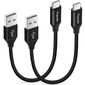 etguuds USB to USB C Cable 1ft, 2-Pack Short USB A to Type C Charger Cord Fast Charging for Samsung Galaxy A17 A16 A15 A26 A36 A56, S25 S24 S23 S22 S21 S20 S10 Note 20, for iPhone 17 16 15, Moto