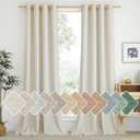 NICETOWN Linen Flax Semi Sheer Curtains 94" Length, Grommet Window Treatments Privacy Added with Light Penetration Vertical Drapes for Loft/Home Office, Natural, W55 x L94, 2 Panels
