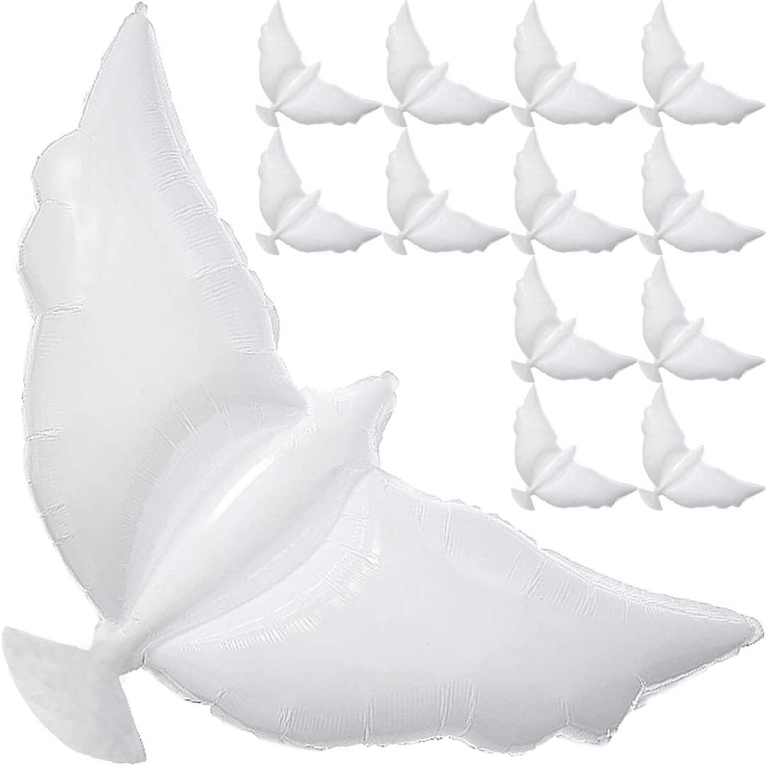 12-Pack Dove Balloons Memorial Release in Sky, Biodegradable White Angel Lanterns Funeral Party Decorations for Loss of Loved One, Celebration of Life Favors, Happy Birthday in Heaven RIP Supplies