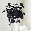 3pcs 30inch Artificial Black Stems High-end Faux Black Ivy Leaves Branches Artificial Plants Leaf Stems Garland Spray for Home Wedding Bouquet Gothic Aesthetic Graduation Skoopy Halloween Decorations