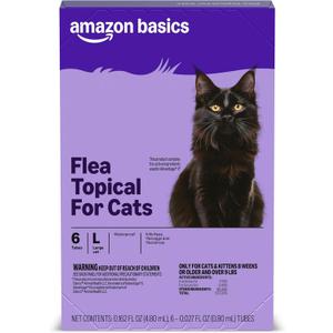 Amazon Basics Preventative Topical Flea Treatment and Prevention for Large Cats (Over 9 Pounds), Kills Fleas Within 12 Hours, 6 Count