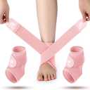 Honoson 2 Pcs Ankle Brace Kid Breathable Neoprene Ankle Support Compression Sleeve Achilles Tendonitis Relief Elastic Foot Brace with Adjustable Wrap for Sprained Plantar Fasciitis(Pink,M)