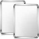 E-far Stainless Steel Baking Sheets, 12.4 x9.7 x 1 Baking Cookie Sheets Pans for Oven, Non-toxic Metal Trays for Cake Cookies, Healthy & Rust Free, Mirror Finish & Dishwasher Safe, 2 Pack
