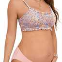 Summer Mae Ruffle Maternity Swimsuit Two-Piece Low Rise Bikini Shirred Smoked Pregnancy Bathing Suit (Pink) 10