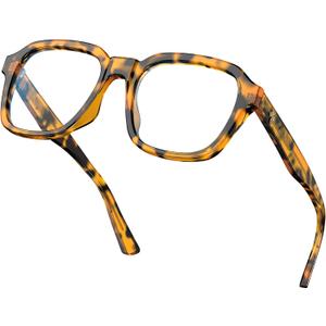 VISOONE Oversized Square Blue Light Blocking Glasses Fashion Computer Eyewear for Women and Men BENNETT (Amber Tortoise)