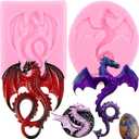 ZiXiang Flying Dragon Silicone Molds Dragon Chocolate Fondant Mold For Cake Decoration Cupcake Baking Gummy Candy Polymer Clay Gum Paste Set Of 2