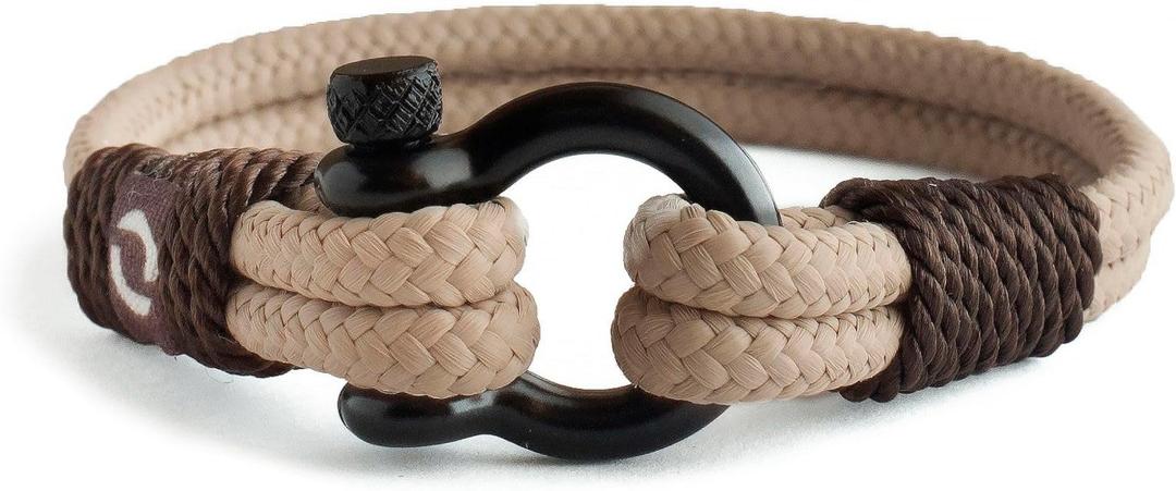 Mens Rope Bracelet - Stainless Steel Black Shackle, Extremely Durable and Scratch Resistant Waterproof Paracord, Handmade, Nautical Wristband for Men, 6-8.5"